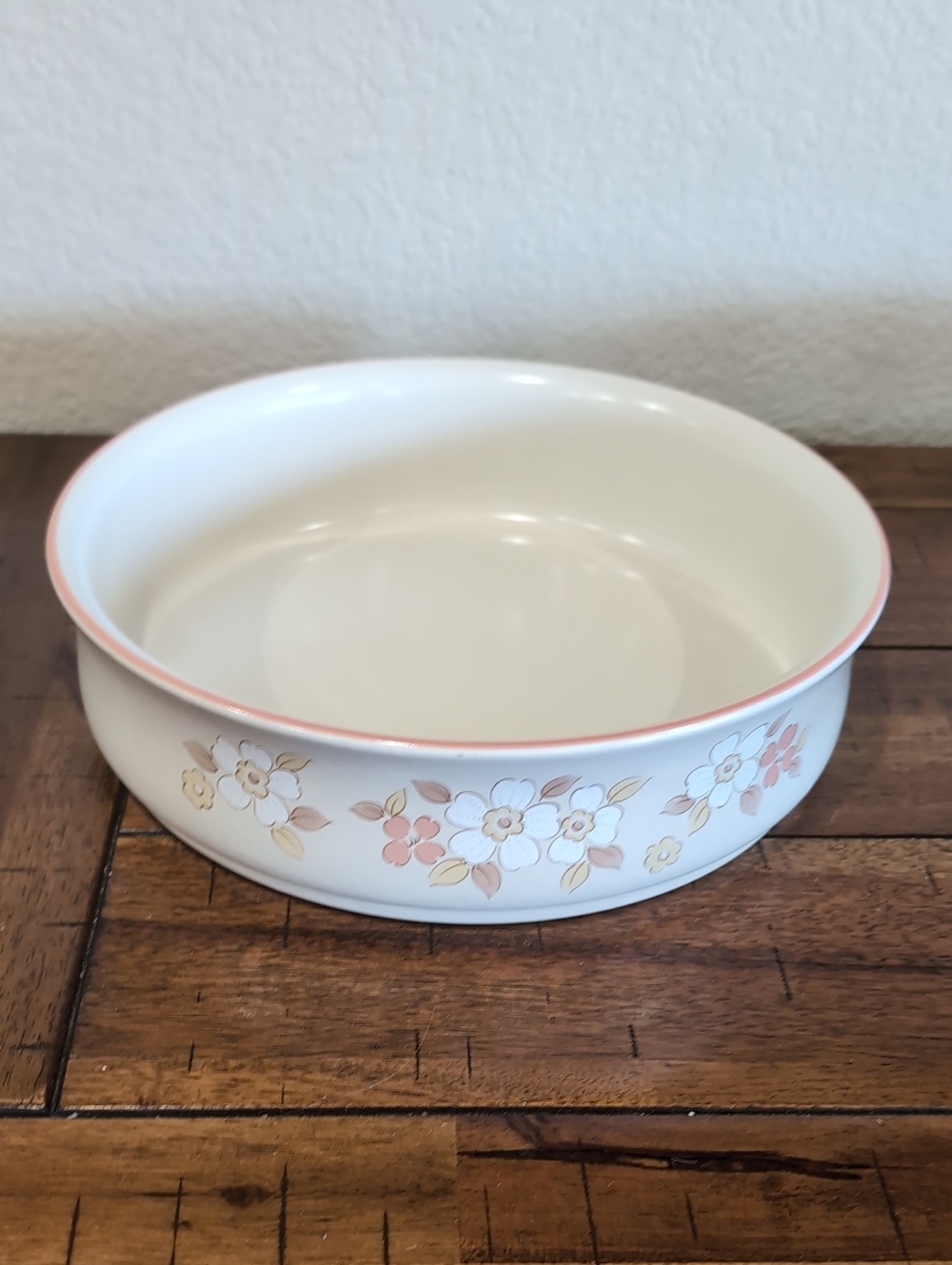 Hearthside Chantilly Fleur De Bois Peach 9" Round Vegetable Bowl Baking Dish